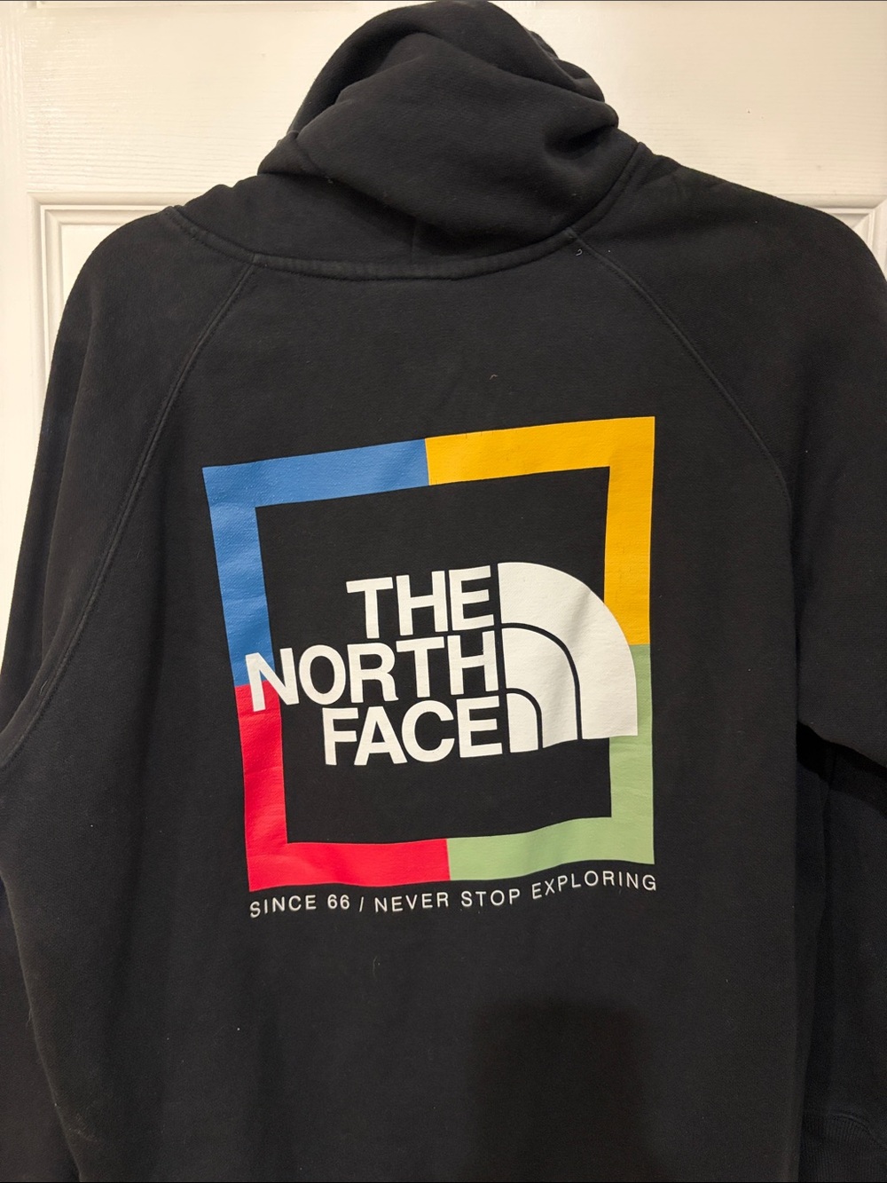 The North Face Black Hoodie with Multicolor Framed Logo